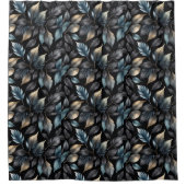 Elegant Schwarz und Gold Blatt Botanisch Duschvorhang (Vorderseite)