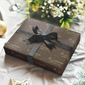 Elegant Schwarz und Gold Frohe Weihnachtsfamilie N Geschenkpapier