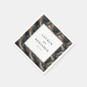 Elegant Schwarz und Gold gemarbert Serviette (Ecke)