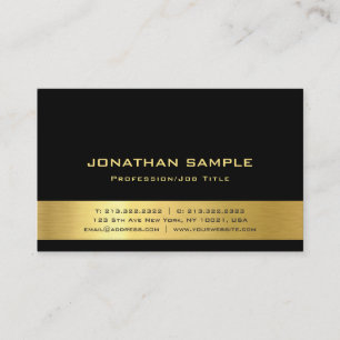 Elegant Schwarz und Gold Modern Trendy Schlicht Lu Visitenkarte