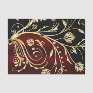 Elegant, schwarz und gold, Vintager Damast Seidenpapier