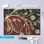 Elegant, schwarz und gold, Vintager Damast Seidenpapier (Handwerk)