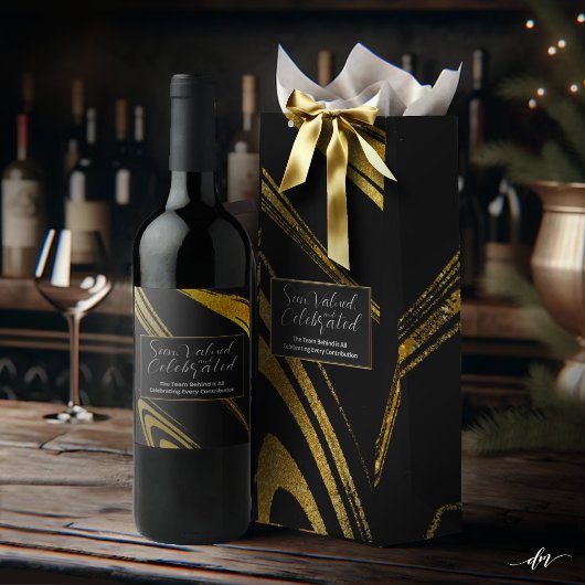 Elegant Schwarz und Gold Weinetikett