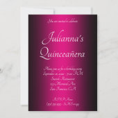 Elegant Schwarz und Hot Pink Ombre Quinceañera Einladung (Vorderseite)