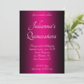 Elegant Schwarz und Hot Pink Ombre Quinceañera Einladung (Stehend Vorderseite)