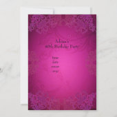 Elegant Schwarz und Rosa Fabulous 40. Geburtstag Einladung (Rückseite)