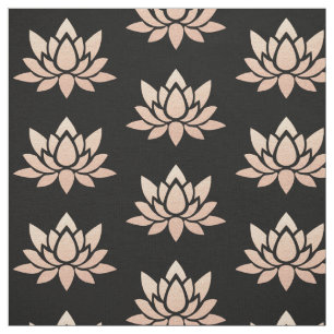 Elegant Schwarz- und Roségold-Lotusblumen-Druck Stoff
