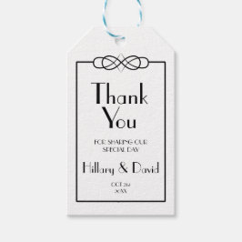 Elegant Schwarz und Weiß Danke Tags Geschenkanhänger