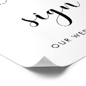 Elegant schwarz-weiß Bitte unterzeichnen Hochzeits Poster (Ecke)