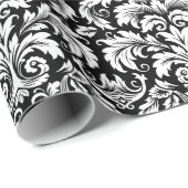 Elegant Schwarz-weiß Damask Geschenkpapier (Rolleneckpunkt)