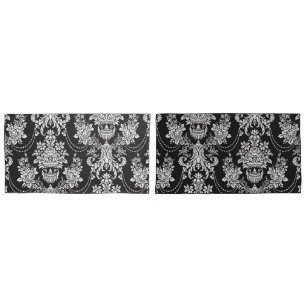 Elegant Schwarz-weiß Damask Metallic Kissenbezug