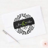 Elegant Schwarz-weiß Damask Wedding Sticker Green (Umschlag)