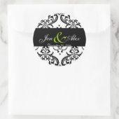 Elegant Schwarz-weiß Damask Wedding Sticker Green (Tasche)