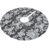 Elegant Schwarz-weiß Damask Weihnachten Weihnachte Polyester Weihnachtsbaumdecke (Schrägansicht)