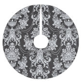 Elegant Schwarz-weiß Damask Weihnachten Weihnachte Polyester Weihnachtsbaumdecke (Vorderseite)
