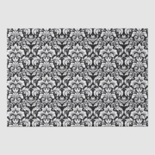 Elegant Schwarz Weiß Damast Seidenpapier