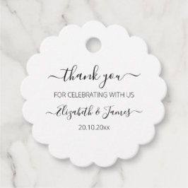 Elegant Schwarz-weiß Danke Hochzeit Geschenkanhänger