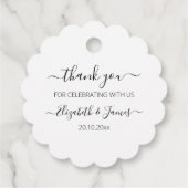 Elegant Schwarz-weiß Danke Hochzeit Geschenkanhänger (Rückseite)