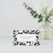 Elegant Schwarz-weiß floral Beruflich Visitenkarte (Stehend Vorderseite)