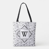 elegant | SCHWARZ-WEISS | Floral | MONOGRAMM Tasche (Rückseite)