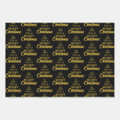 Elegant Schwarz-weiß & gelb Frohe Weihnachten Geschenkpapier Set (Vorderseite 2)
