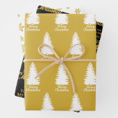 Elegant Schwarz-weiß & gelb Frohe Weihnachten Geschenkpapier Set (Beispiel)