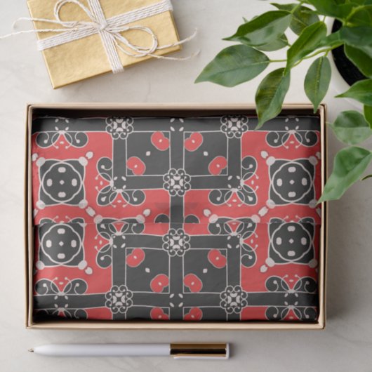 Elegant Schwarz-weiß Geometric Floral Seidenpapier (Geschenk)