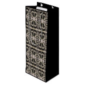 Elegant schwarz-weiß geschenktüte für weinflaschen (Rückseite Schrägansicht)