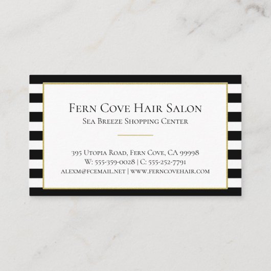 Elegant Schwarz-weiß gestreiftes Rosa Wasserfarben Visitenkarte (Rückseite)