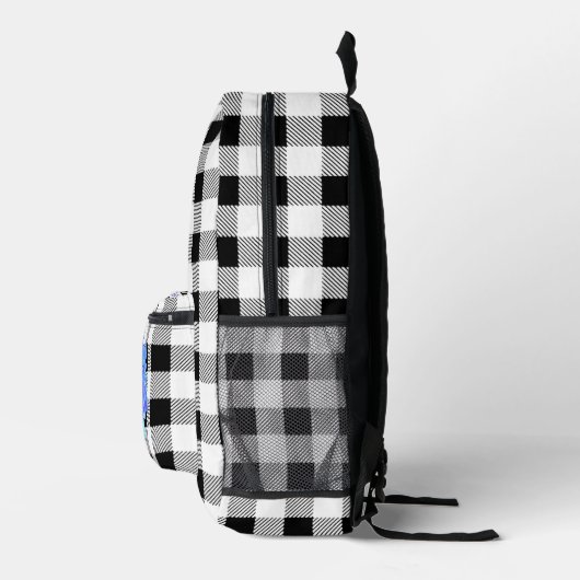 Elegant Schwarz-weiß Gingham boho lila Bedruckter Rucksack (Rechts)