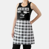 Elegant Schwarz-weiß Gingham | Personalisierter Na Schürze (InSitu)