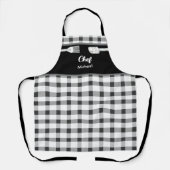 Elegant Schwarz-weiß Gingham | Personalisierter Na Schürze (Vorderseite)