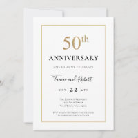Elegant Schwarz-weiß Gold 50. Hochzeitstag