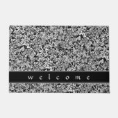 Elegant Schwarz-weiß & grau floral | Begrüßung Fußmatte (Vorderseite)