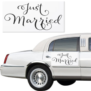 Elegant Schwarz-weiß Just Married Wedding Auto Magnet