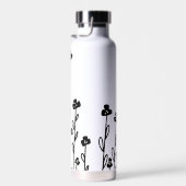Elegant Schwarz-weiß-minimalistisch doodle floral Trinkflasche (Rechts)