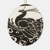 ELEGANT SCHWARZ-WEISS PEACOCK KERAMIKORNAMENT (Links)