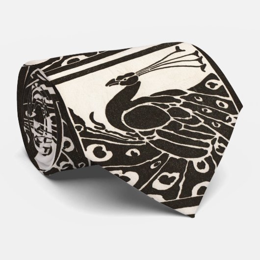 ELEGANT SCHWARZ-WEISS PEACOCK KRAWATTE (Gerollt)