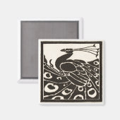 ELEGANT SCHWARZ-WEISS PEACOCK MAGNET (Vorderseite/Rückseite)
