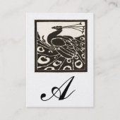ELEGANT SCHWARZ-WEISS PEACOCK MONOGRAM Pearl Metal Visitenkarte (Rückseite)
