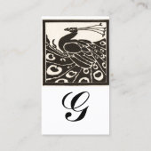 ELEGANT SCHWARZ-WEISS PEACOCK MONOGRAMM VISITENKARTE (Rückseite)