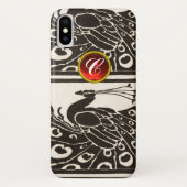 ELEGANT SCHWARZ-WEISS PEACOCK RED RUBY GEM MONOGRA Case-Mate iPhone HÜLLE (Rückseite)