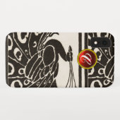 ELEGANT SCHWARZ-WEISS PEACOCK RED RUBY GEM MONOGRA Case-Mate iPhone HÜLLE (Rückseite (Horizontal))