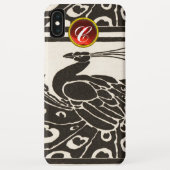 ELEGANT SCHWARZ-WEISS PEACOCK RED RUBY GEM MONOGRA Case-Mate iPhone HÜLLE (Rückseite)