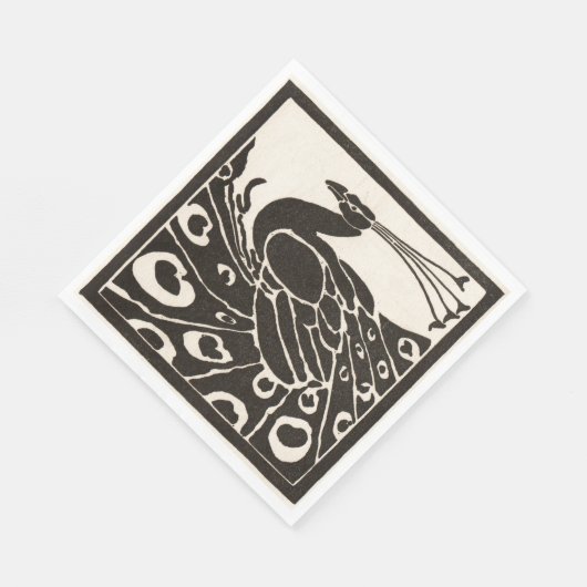 ELEGANT SCHWARZ-WEISS PEACOCK SERVIETTE (Ecke)