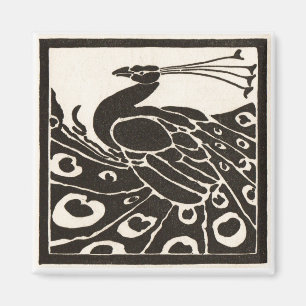 ELEGANT SCHWARZ WEISS PFau Magnet