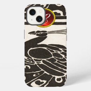 ELEGANT SCHWARZ WEISS PFau ROT RUBIN-Edelstein-MON iPhone Hülle