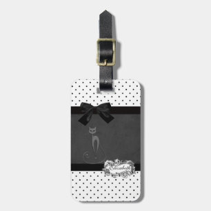Elegant Schwarz, Weiß Polka Punkte-Schwarze Schlei Gepäckanhänger