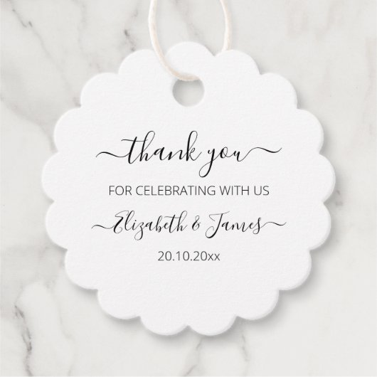 Elegant Schwarz-weiß Vielen Dank Gastgeschenk Hoch Geschenkanhänger (Vorderseite)