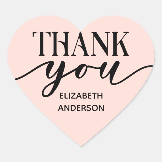 Elegant Schwarz-weiß Vielen Dank Herzsticker Herz-Aufkleber (Vorderseite)